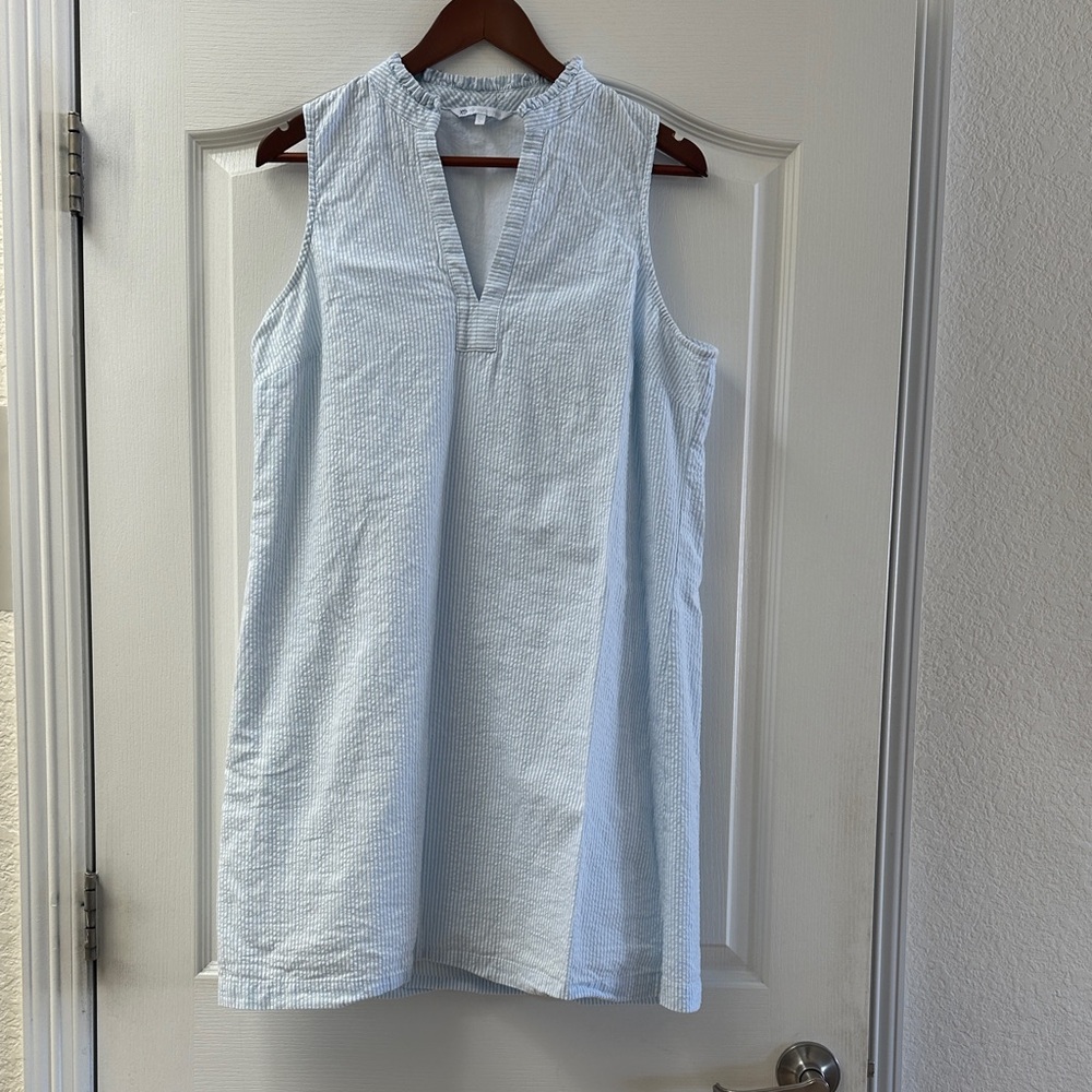 Southern Tide Light Blue Sleeveless Seersucker Tunic